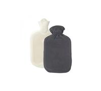Bouillotte en caoutchouc eau chaude ou froide avec housse polaire - 2 L - Polaire - Gris