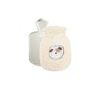 Bouillotte en caoutchouc eau chaude ou froide avec housse velours - 0.8 L - Chien - Blanc