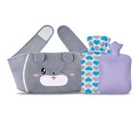 Bouillotte en caoutchouc pour eau chaude avec housse en peluche douce pour chauffe-taille, mignon licorne pour soulager la douleur de l'arthrite, maux de tête, thérapie chaude et froide