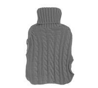 Bouillotte En Caoutchouc Résistante À L'Éclatement 2000ML avec Housse Tricotée Amovible, Grande Capacité - Soulagement Douleur, Isolation Longue Durée, Pour Usage Domestique et (Gris foncé)