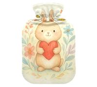 Bouillotte en forme de cœur de lapin avec housse souple pour compresse chaude et froide