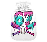 Bouillotte en forme de donut de baseball numéro 67 avec housse souple, 1 l pour l'arthrite