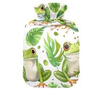 Bouillotte en forme de grenouille avec housse en velours doux pour soulager la douleur - Vert - Taille S