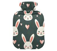 Bouillotte en forme de tête de lapin avec housse souple, sac à eau de 2 L pour chauffe-mains et pieds