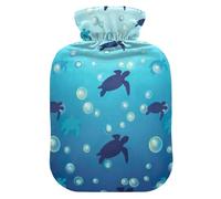 Bouillotte en forme de tortue bleue turquoise avec housse souple pour soulager la douleur - Taille M