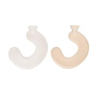 Bouillotte en Forme de U Douce et Confortable 1L Injection d'eau Soulagement du Cou épaule Compresse Chaude pour Voyage Bureau à Domicile Couverture tricotée en Caoutchouc (Couleur Pure Beige)