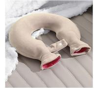 Bouillotte en forme de U en caoutchouc naturel Bouillotte Eau Chaude Bouillottes en PVC Bouillotte Tour de Cou Bouillottes Oreiller Soulagement Fatigue et Douleur du Dos Epaules(Brown-1.5L)