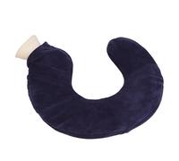 Bouillotte en forme de U en caoutchouc souple de qualité supérieure avec housse en tissu amovible pour soulager les douleurs au cou et aux épaules les nuits froides (bleu marine)