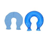 Bouillotte en forme de U, sac d'eau chaude froide en PVC de 1,4 L, coussin chauffant pour le cou, isolation longue durée avec housse pour soulager les douleurs du cou, des mains (Couverture bleue)