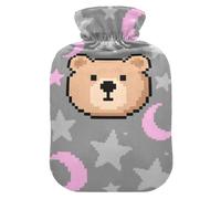 Bouillotte en forme d'ours marron avec housse souple, 2 L pour soulager les douleurs au cou et aux épaules, soulager les douleurs au cou et aux épaules, compresas calientes para el vientre