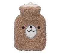 Bouillotte en peluche avec doublure en PVC et sac d'eau chaude pour la maison et le bureau (Visage d'ours brun)