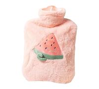 Bouillotte en peluche moelleuse avec housse amovible de 500/1000 ml, grande capacité, sûre et non toxique, compresse chaude pour apaiser l'inconfort (rose)