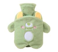 Bouillotte en peluche moelleuse avec housse amovible de grande capacité 500/1000 ml, compresse chaude sûre et non toxique pour apaiser l'inconfort (vert, 1 000 ml)