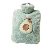 Bouillotte en peluche moelleuse avec housse amovible de grande capacité 500/1000 ml, compresse chaude sûre et non toxique pour apaiser l'inconfort (vert, 500 ml)