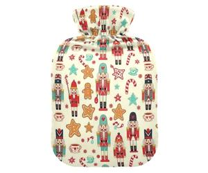 Bouillotte en PVC durable pour douleurs musculaires et menstruelles | Housse en velours 95 polyester et 5 élasthanne - Sac à eau chaud pour l'hiver - Réchauffement du corps - Soldat - Bonbons en