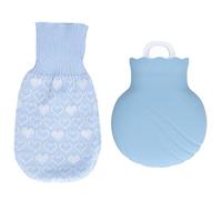 Bouillotte en silicone anti-explosion avec housse en tricot pour la vie de famille, 245 ml, bleu