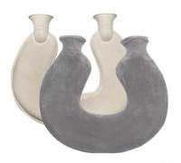 Bouillotte épaisse en forme de U - Chauffe-mains pour le cou et les épaules - 1 L - Pour thérapie par la chaleur en hiver - Tissu doux qui conserve la chaleur pour la maison ou le bureau (gris peu