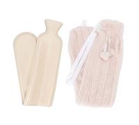 Bouillotte Extérieure Texturée, Bouche Large, Sac d'Eau Chaude 2000 ML pour l'Hiver (Beige)