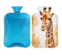 Bouillotte girafe avec housse, sac d'eau chaude de 2 L pour soulager la douleur, cou doux et épaules, chauffe-mains et pieds, compresse chaude et froide pour adultes et enfants
