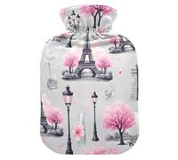 Bouillotte grise Paris Tower Trees avec housse souple et housse souple pour compresse chaude et froide Taille M
