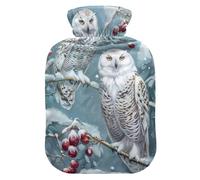 Bouillotte Hibou d'hiver avec housse en velours pour soulager la douleur Taille M