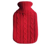 Bouillotte Housse de bouillotte tricotée 2,0 litres, sac souple d'hiver, chauffe-mains, étui gris et blanc, outil réchauffement, protecteur chauffage(Red)