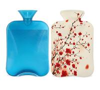 Bouillotte japonaise Sakura en fleur de cerisier avec housse, 2 L pour soulager la douleur, cou doux et épaules, chauffe-mains et pieds, compresse chaude et froide pour adultes et enfants