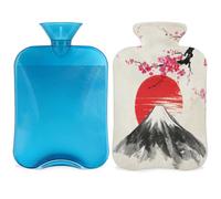 Bouillotte japonaise Sakura Zen Fuji avec housse, 2 L pour soulager la douleur, cou doux et épaules, chauffe-mains et pieds, compresse chaude et froide pour adultes et enfants