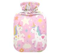 Bouillotte licorne arc-en-ciel blanche avec housse souple, compresse chaude de 2 L pour soulager la douleur, les crampes menstruelles, Bolsa para agua Caliente