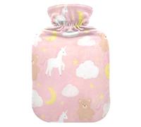 Bouillotte licorne blanche avec housse souple, 2 l pour soulager la douleur, les muscles endoloris, Bolsa Caliente para Dolores musculares