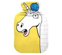 Bouillotte licorne blanche avec housse souple, compresse chaude de 2 L pour crampes menstruelles, crampes menstruelles