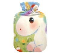 Bouillotte licorne blanche avec housse souple, compresse chaude de 2 L pour thérapies par le chaud et le froid