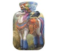 Bouillotte licorne bohème avec housse en velours pour soulager les douleurs au cou et aux épaules, taille M