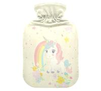 Bouillotte licorne de rêve arc-en-ciel pastel avec housse souple, sac d'eau chaude de 2 L pour chauffe-ventre, soulagement des douleurs au cou et aux épaules, bolsa para cólicos menstruales