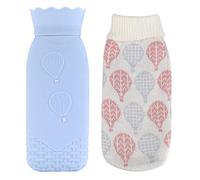 Bouillotte Lmain Mini bouillotte en silicone pour bébé avec housse en tricot doux amovible pour garder l'eau chaude pour les enfants, les filles, les femmes Réchauffe les mains et les pieds
