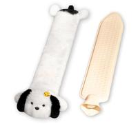 Bouillotte Longue avec Housse,1L Bouillotte Eau Chaude avec Housse Peluche Animal Amovible Et Lavable,Pour Regles Douloureuses, Cervicale, Taille,Cadeau D'hiver Pour Femmes Enfants (E)