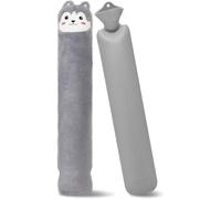 Bouillotte Longue avec Housse, 2 Litres Grande Bouillotte Eau Chaude Longue avec Housse Douce Déhoussable Bouillotte Peluche pour Cou, Épaules, Dos, Jambes, Abdomen, Femmes Hommes (2pcs)