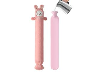 Bouillotte longue avec housse - Poche chauffante douce en forme de lapin, sac de chaleur réutilisable | Idéal pour le cou, les épaules, l'abdomen, les mains, les jambes, les voyages, l'école, le
