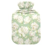 Bouillotte Lush Tulipes vert pâle avec housse souple, 1 L pour muscles endoloris