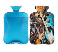 Bouillotte magique avec housse en forme de guitare électrique avec housse, sac d'eau chaude de 2 L pour soulager la douleur, cou et épaules, chauffe-mains et pieds