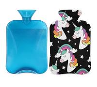 Bouillotte magique licorne étoile avec housse, sac d'eau chaude de 2 L pour soulager la douleur, cou et épaules, chauffe-mains et pieds