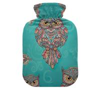 Bouillotte Mandala Hibou avec housse en velours doux pour soulager la douleur Petite taille