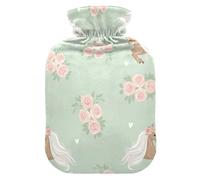 Bouillotte marron cheval roses avec housse souple pieds et chauffe-lit pour cou, épaules et crampes menstruelles Taille S