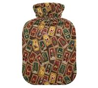 Bouillotte Merry Christmas avec housse souple pour soulager la douleur Rouge Tarot Cards 1 l