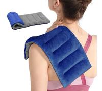 Bouillotte Micro Onde, Coussin Chauffant Cervicales, Coussin Chauffant Micro Onde, 46*17CM Microwavable Heating Pad, 900g Graines De Lin Naturelles Pour Dos, Épaules, Cou, Ventre, Jambes, Genoux(Blue)