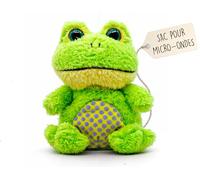Bouillotte Micro-Onde Peluche (15 cm) - Doux et Chaud, Idéal pour Soulager les Coliques chez les Bébés - Grenouille en Peluche à Câliner et à Embrasser - Bouillotte Doudou - Sachet de Graines Amovible