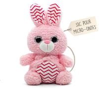 Bouillotte Micro-Onde Peluche (15 cm) - Doux et Chaud, Idéal pour Soulager les Coliques chez les Bébés - Lapin en Peluche à Câliner et à Embrasser - Bouillotte Doudou - Sachet de Graines Amovible