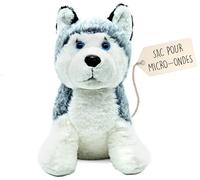 Bouillotte Micro-Ondes en Peluche Husky (23 cm) | Doux et Chaud, Doudou Éléphant à Câliner avec Sachet de Graines Amovible pour un Moment de Bien-Être