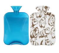 Bouillotte mignonne avec housse moelleuse - Grande capacité de 2 L - Pour enfants, hommes et femmes - Motif cochons d'Inde - Pour des nuits douillettes - Soulage la douleur - Dos