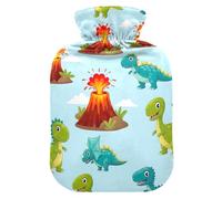 Bouillotte mignonne avec housse souple pour compresse chaude et froide Motif dinosaure Bleu Taille S